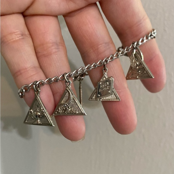 Sterling Silver Charlas Bracelet - Sorority - Pyramids - Vintage - Picture 1 of 13